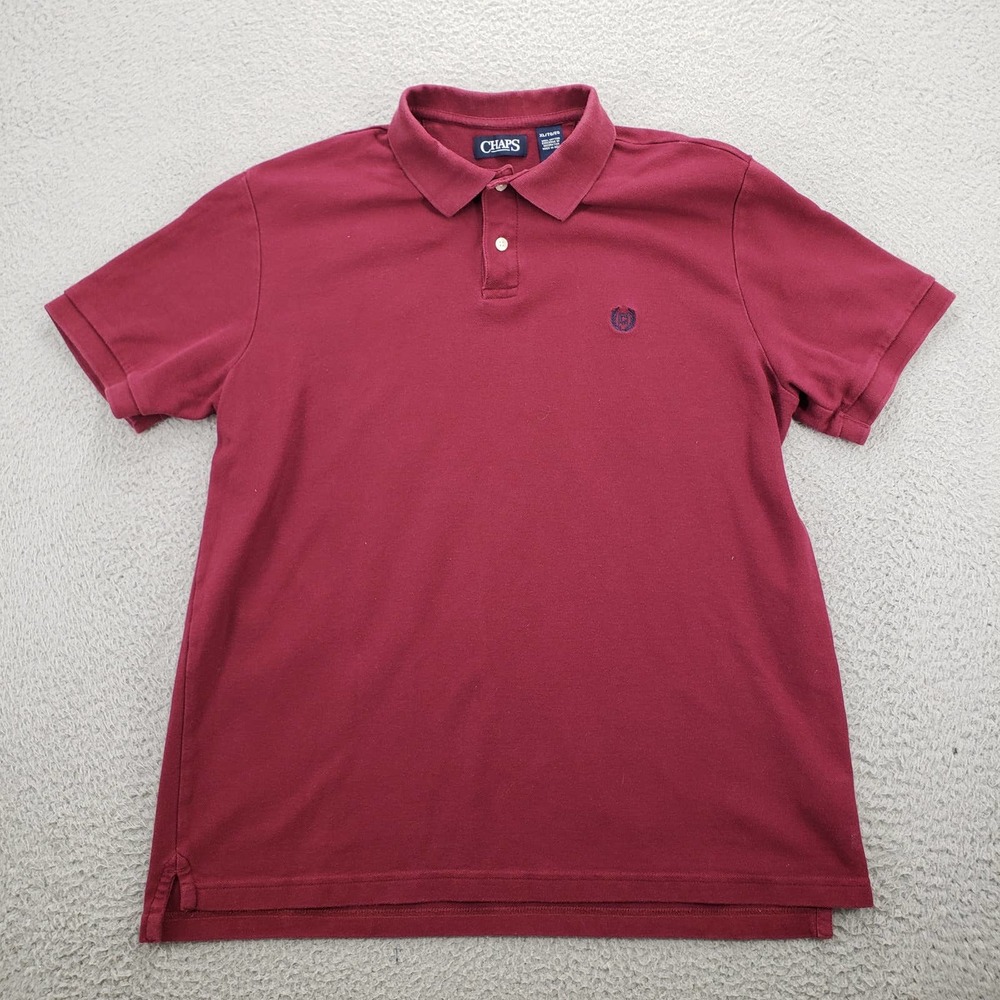Chaps Shirt Mens XL Red Polo Golf Short‎ Sleeve Logo Outdoors Classiccore